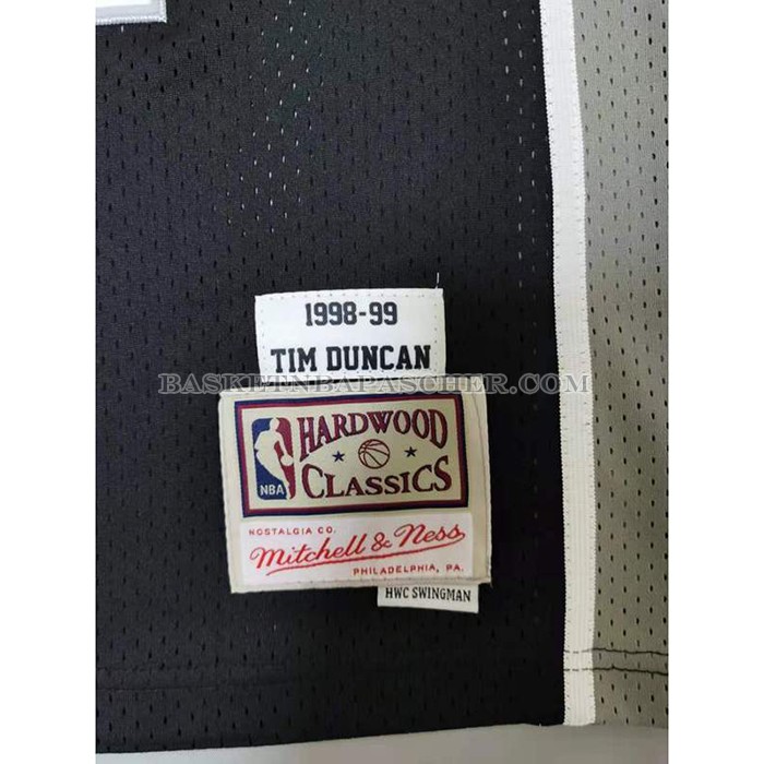 Maillot San Antonio Spurs Tim Duncan NO 21 Mitchell & Ness 1998-99 Noir2